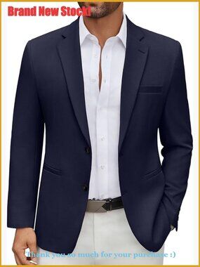 Lightweight Polyester Blend Blazer Regular Fit Sport Coat Casual Business
